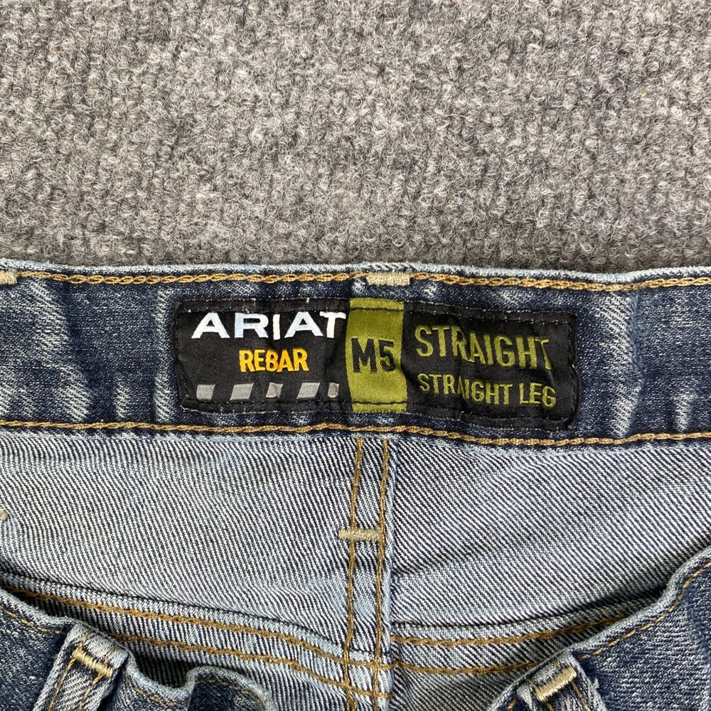 Ariat Rebar M5 Straight Leg Jeans Mens 32x32 Double Knee Workwear Stained - Picture 7 of 11